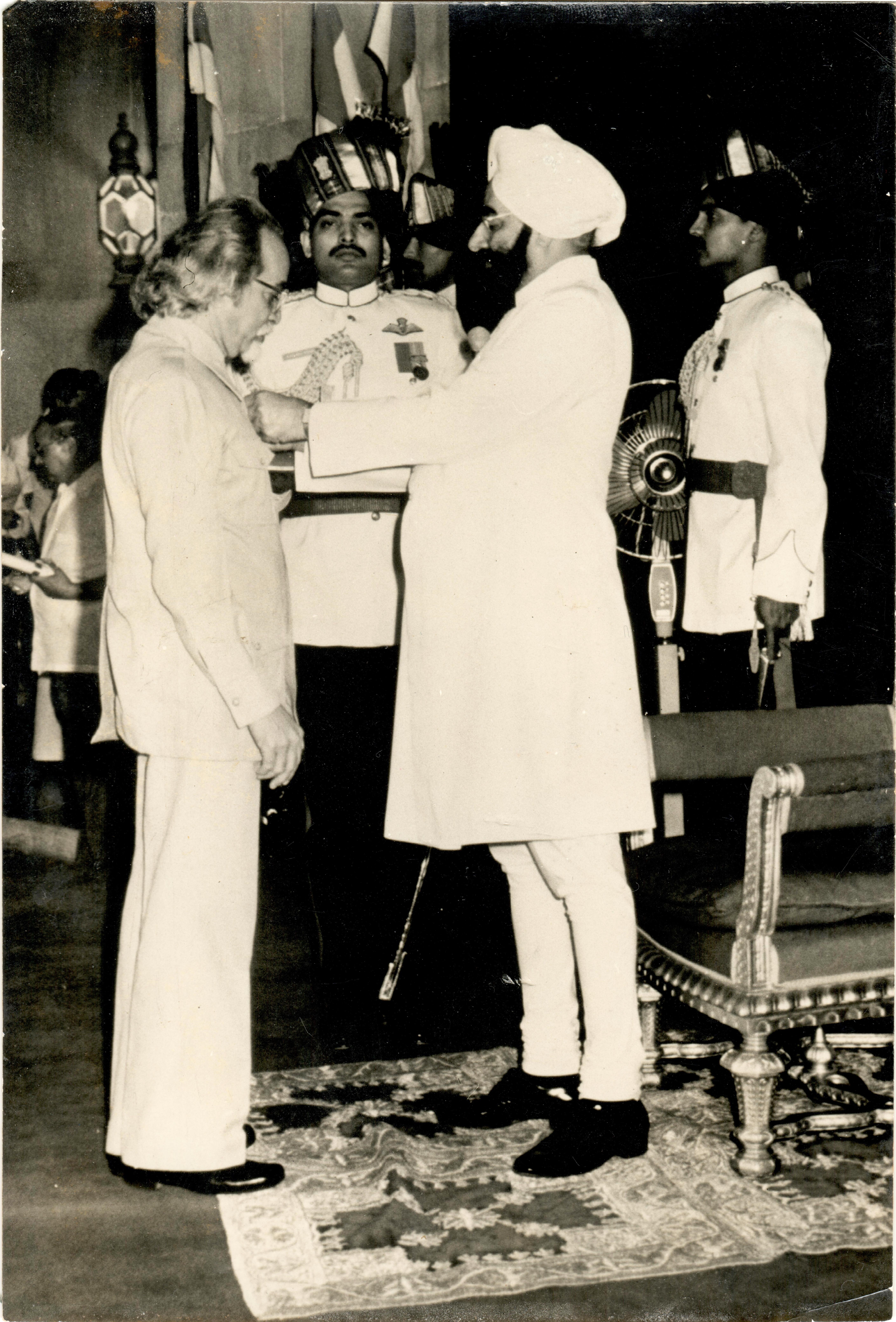 Padma Shri ceremony with President Zail Singh, 1985