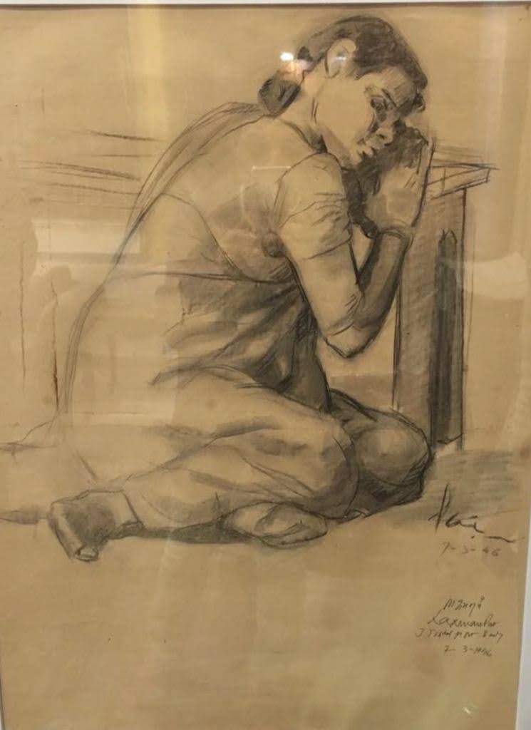 Seated Woman in Prayer — figure study, Bombay, 3 March 1946