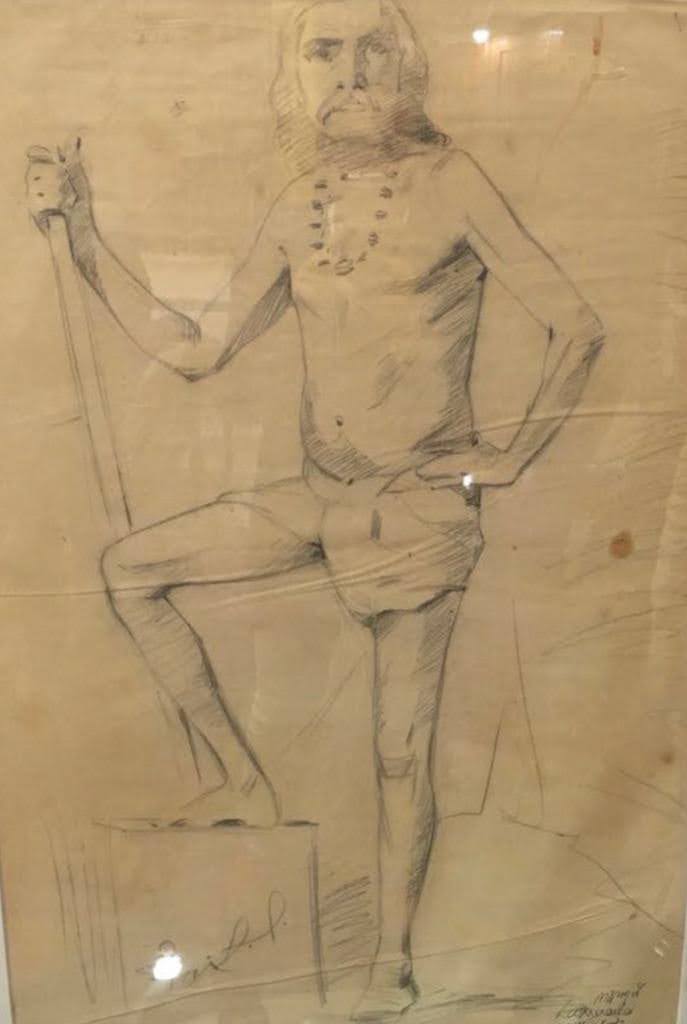 Standing Male Figure Study — J.J. School of Art, Bombay