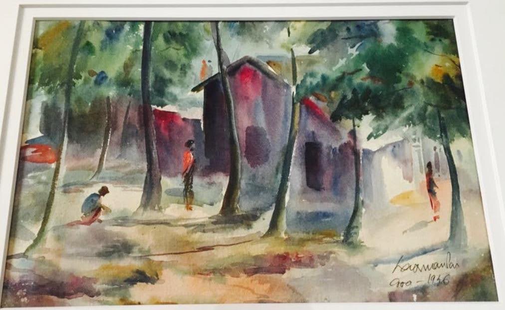 Village Lane — Goa, 1956 watercolour